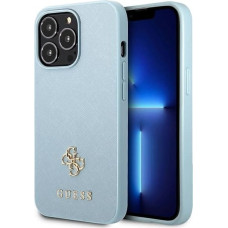 Guess Saffiano 4G Small Metal Logo case for iPhone 13 Pro Max - blue