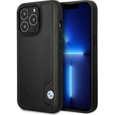 BMW Case BMW BMHCP14L22RBDK iPhone 14 Pro 6.1" black/black hardcase Leather Blue Dots