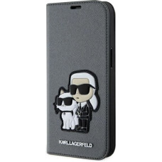 Karl Lagerfeld KLBKP14SSANKCPG iPhone 14 6.1" bookcase silver/silver Saffiano Karl & Choupette