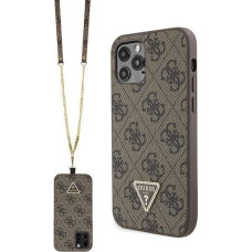 Guess GUHCP12MP4TDSCPW Case for iPhone 12 / 12 Pro - Brown Crossbody 4G Metal Logo