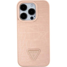 Guess GUHCP15SPCRTHCP iPhone 15 6.1" pink/pink hardcase Croco Triangle Metal Logo