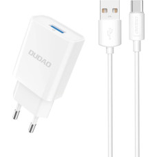 Dudao A4EU USB-A 2.1A wall charger - white + USB-A - USB-C cable