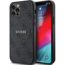 Guess 4G Collection Leather Metal Logo MagSafe Case for iPhone 12 Pro / iPhone 12 - Black