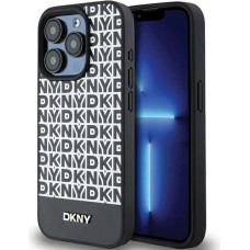 Dkny Leather Printed Pattern Metal Logo MagSafe Case for iPhone 15 Pro - Black