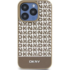 Dkny Leather Printed Pattern Metal Logo MagSafe Case for iPhone 15/14/13 - Brown