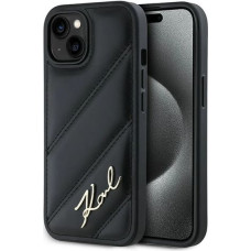 Karl Lagerfeld Diagonal Quilted Script case for iPhone 15 Plus / 14 Plus - black