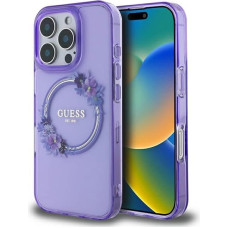 Guess IML Flowers Wreath MagSafe iPhone 16 Pro Max Case - Purple