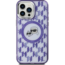 Karl Lagerfeld IML Monogram Karl & Choupette Head MagSafe iPhone 15 Case - Purple