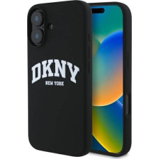 Dkny Silicone White Printed Logo MagSafe iPhone 16 Case - Black