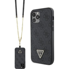 Guess GUHCP12MP4TDSCPK Case for iPhone 12 / 12 Pro - Black Crossbody 4G Metal Logo