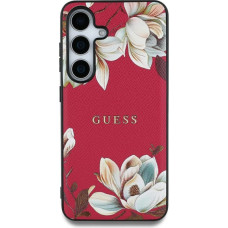 Guess Etui Guess Grained Printed Flower Pattern MagSafe do Samsung Galaxy S25 Ultra fuksja