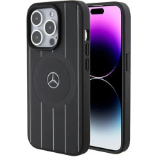 Mercedes Stripes Pattern Leather MagSafe case for iPhone 15 Pro - black