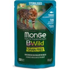 Monge BWILD pouches Cat Sterilised Tuna with shrimps, vegetables 85 g  - konservi kaķiem