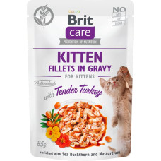 Brit Care Cat Pouch Kitten Fillets in Gravy Turkey 85 g mitrā barība kaķiem