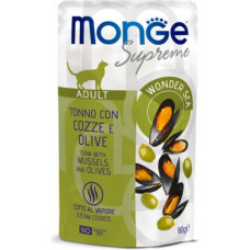 Monge Supreme pouches Tuna with mussels&olives Adult 80 g - konservi kaķiem