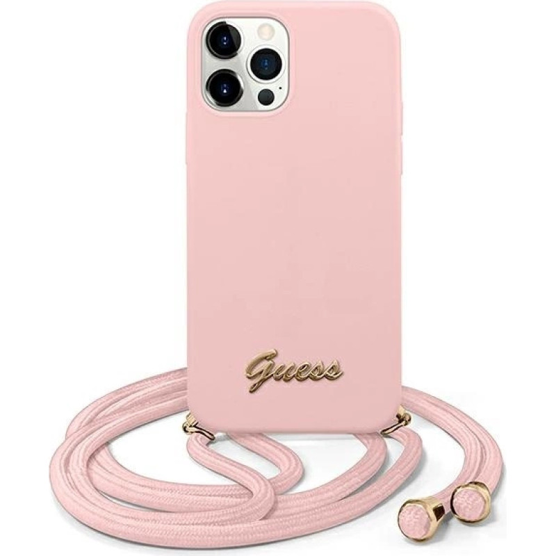 Guess GUHCP12LLSCLMMGLP iPhone 12 Pro Max 6.7" pink/pink hardcase Metal Logo Cord