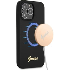 Guess GUHMP13LLSLMGBK iPhone 13 Pro / 13 6.1" black/black hardcase Silicone Script Gold Logo MagSafe