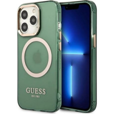 Guess GUHMP13LHTCMA iPhone 13 Pro / 13 6.1" green/khaki hard case Gold Outline Translucent MagSafe