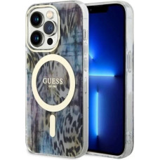 Guess GUHMP14XHLEOPWB iPhone 14 Pro Max 6.7" blue/blue hardcase Leopard MagSafe