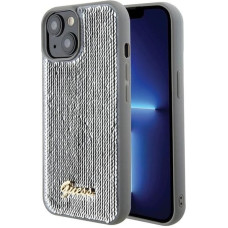 Guess Sequin Script Metal case for iPhone 15 - silver