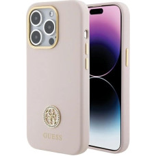 Guess Silicone Logo Strass 4G case for iPhone 15 Pro - light pink