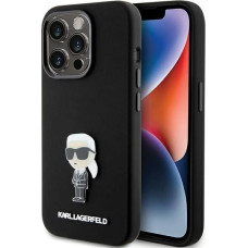 Karl Lagerfeld Silicone Ikonik Metal Pin case for iPhone 15 Pro - black