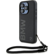 BMW Signature Leather Wordmark Cord case for iPhone 15 Pro - black