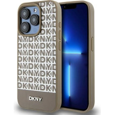 Dkny Leather Printed Pattern Metal Logo MagSafe Case for iPhone 15 Pro - Brown