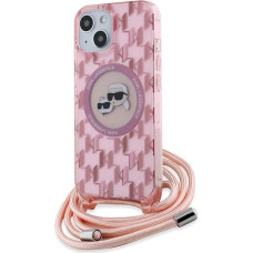 Karl Lagerfeld IML Crossbody Monogram Karl & Choupette Head MagSafe case for iPhone 15 / 14 / 13 - pink