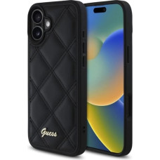 Guess Quilted Metal Logo iPhone 16 Plus Case - Black