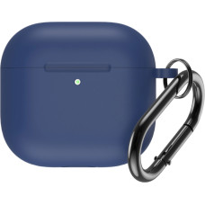 Hurtel Silicone Case for Airpods 4 with Carabiner - Blue