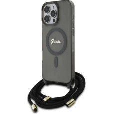 Guess Crossbody Cord Script MagSafe Case for iPhone 16 Pro - Black