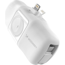 Wozinsky WF16-YLS 5000mAh 15W Lightning Mini Power Bank with Built-in USB-C Cable and Apple Watch Charger - White