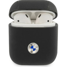 BMW BMA2SSLBK AirPods cover czarny/black Geniune Leather Silver Logo