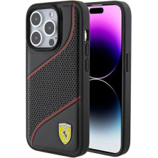 Ferrari Perforated Waves Metal Logo case for iPhone 15 Pro - black