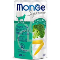 Monge Supreme pouches Tuna with broccoli&baby corn Adult 80 g - konservi kaķiem