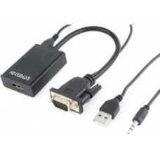 Gembird VGA Male - HDMI Female 0.15m Black + USB/AUX Full HD