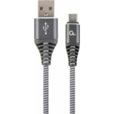 Gembird USB Male - USB Type C Male Premium cotton braided 1m Space Grey/White