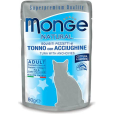 Monge Natural pouches Tuna in Jelly Anchovies 80 g - konservi kaķiem