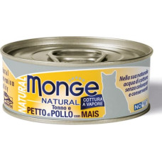 Monge Natural acqua Chicken with Corn 80 g - konservi kaķiem