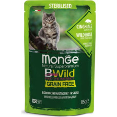 Monge BWILD pouches Cat Sterilised Wild Boar with vegetable 85 g  - konservi kaķiem