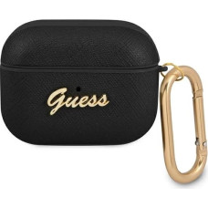 Guess GUAPSASMK AirPods Pro cover black/black Saffiano Script Metal Collection