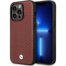 BMW Case BMW BMHMP14L22RFGR iPhone 14 Pro 6.1" Burgundy/burgundy Leather Diamond Pattern MagSafe