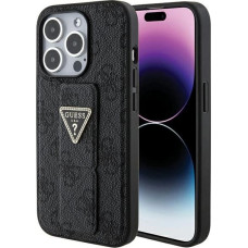 Guess Grip Stand 4G Triangle Strass case for iPhone 15 Pro - black