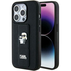 Karl Lagerfeld Gripstand Saffiano Karl&Choupette Pins case for iPhone 13 Pro / 13 - black