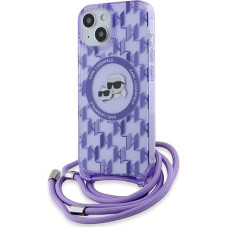 Karl Lagerfeld IML Crossbody Monogram Karl & Choupette Head MagSafe case for iPhone 15 / 14 / 13 - purple