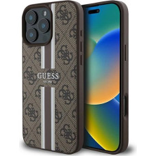 Guess 4G Printed Stripes MagSafe Case for iPhone 16 Pro Max - Brown