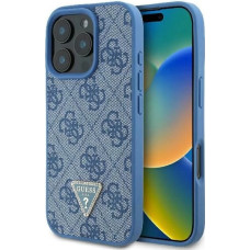 Guess Leather 4G Triangle Strass MagSafe Case for iPhone 16 Pro Max - Blue