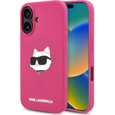 Karl Lagerfeld Silicone Choupette Head Print MagSafe iPhone 16 Case - Fuchsia