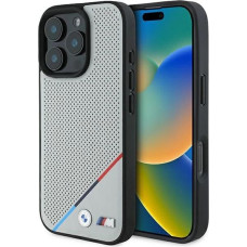 BMW M Perforated Tricolor Line MagSafe Case for iPhone 16 Pro - Gray